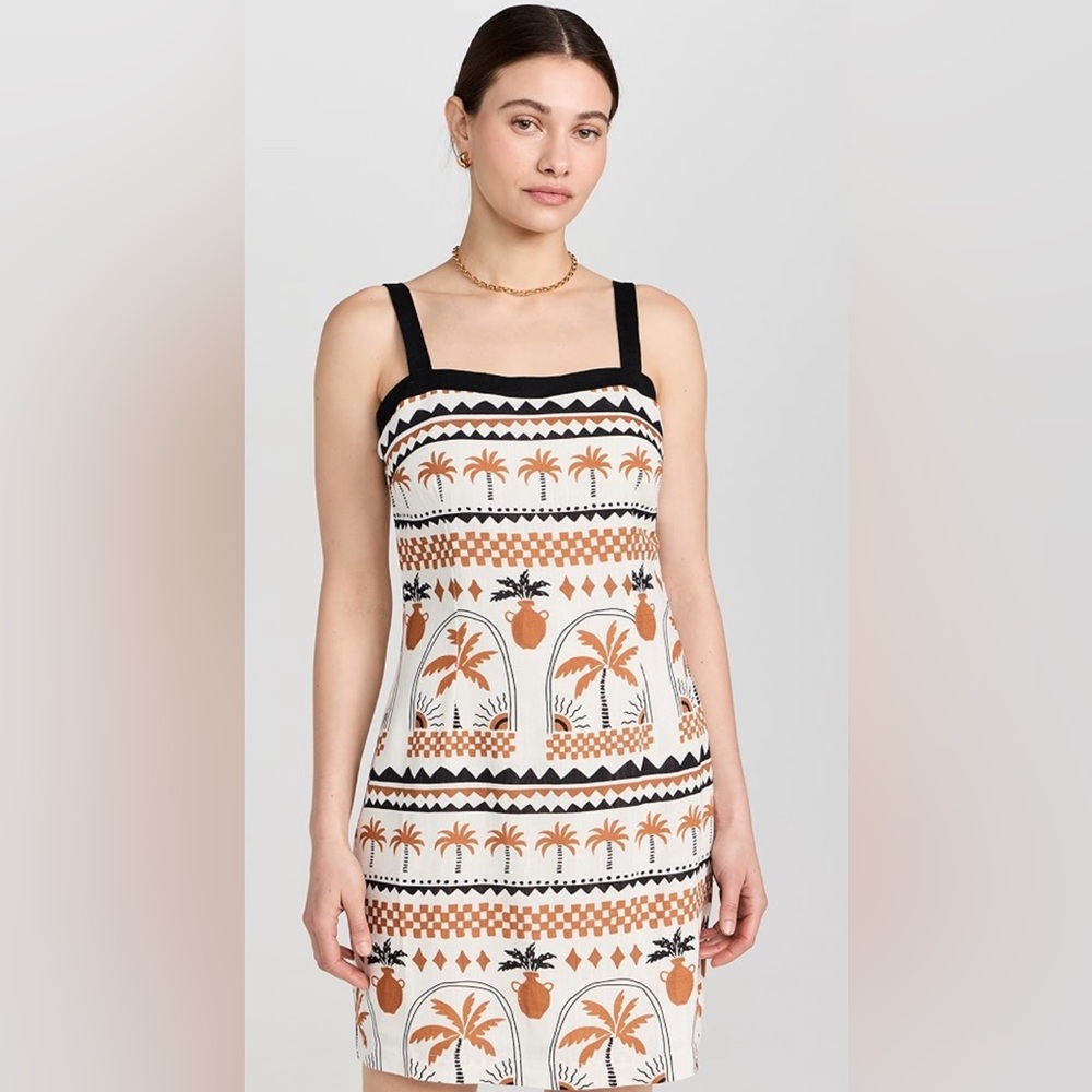 MINKPINK Palm Print Mini Dress in Black and Orange
